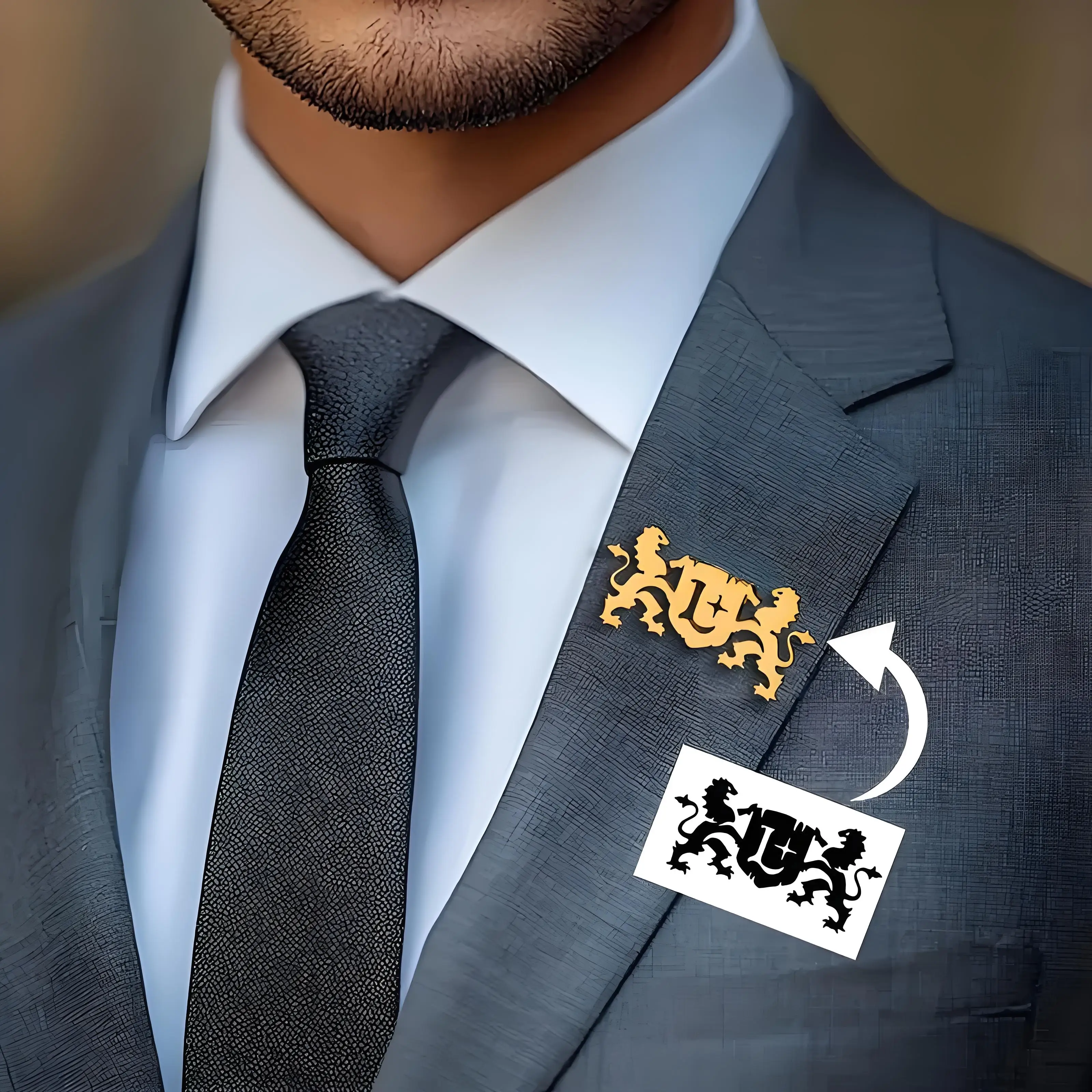 Custom Logo/Image Men’s Replaceable Brooch Set, Metal Lapel Pins for Formal Suits, Ideal for Business & Personalized Gifting thumbnail 2