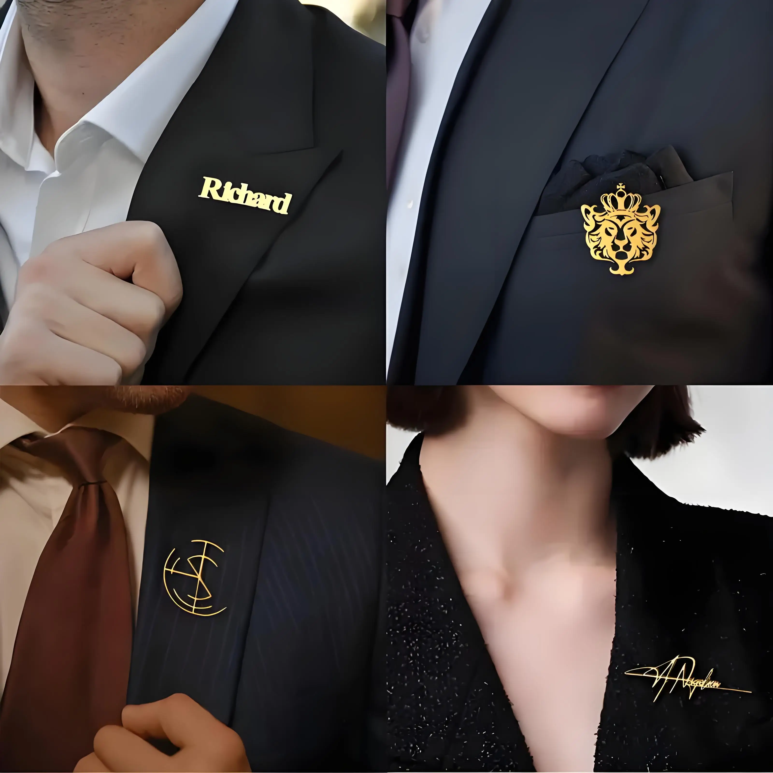 Custom Logo/Image Men’s Replaceable Brooch Set, Metal Lapel Pins for Formal Suits, Ideal for Business & Personalized Gifting thumbnail 4