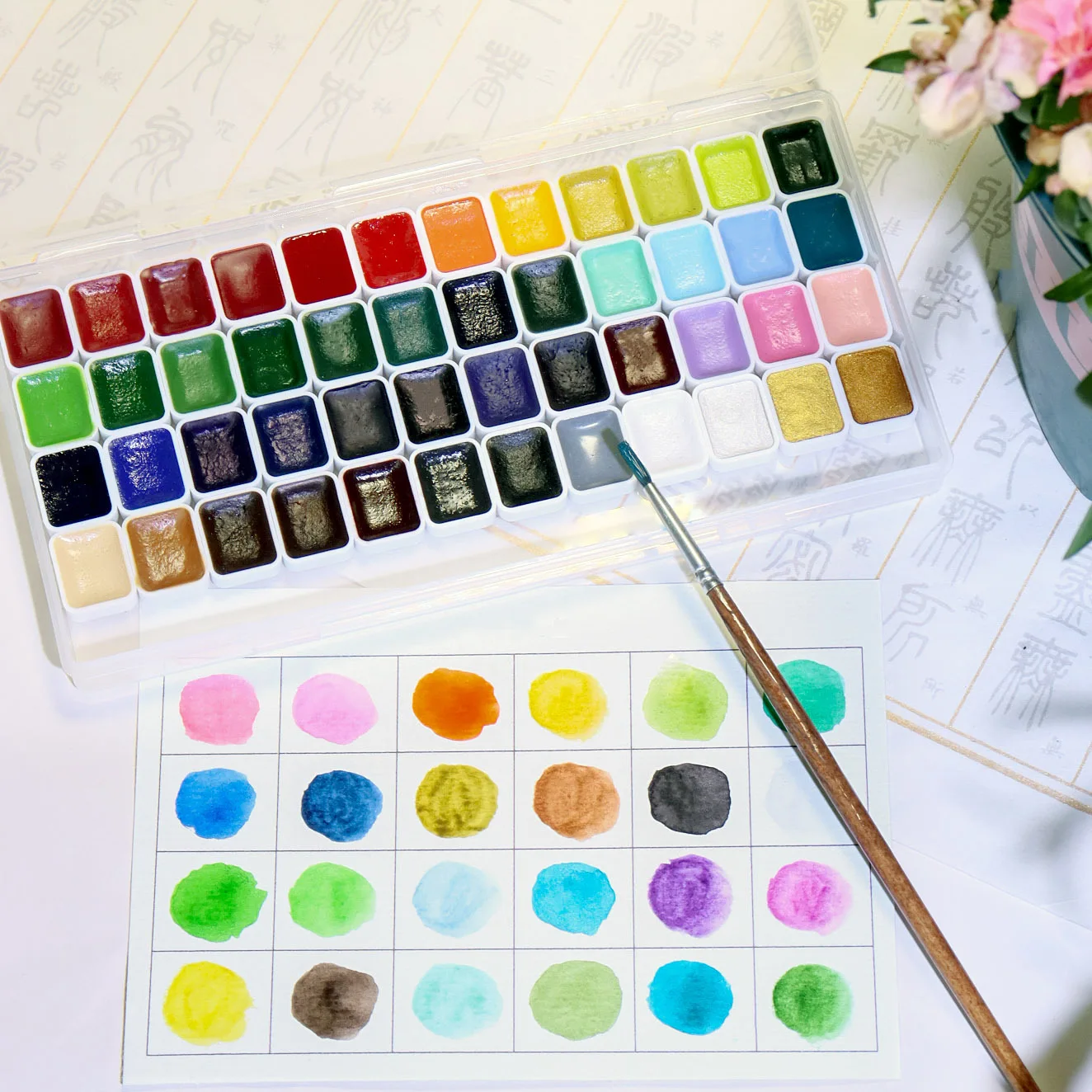 Artists' Watercolor Granulating Colors 24/36/48/60/98/130 Colors 1ml Transparent acuarela Professional pigments supplies thumbnail 4