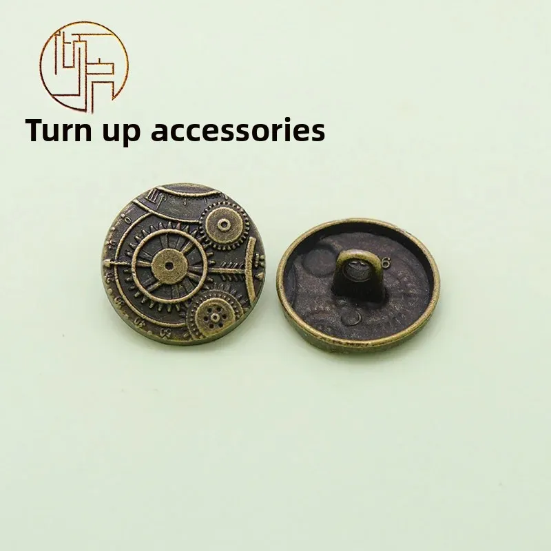 British Style Time Wheel Mechanical Gear Pattern Buttons Retro Men's Jacket Leather Shirt Sweater Versatile Suit Buttons thumbnail 4