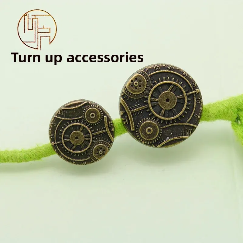 British Style Time Wheel Mechanical Gear Pattern Buttons Retro Men's Jacket Leather Shirt Sweater Versatile Suit Buttons thumbnail 2