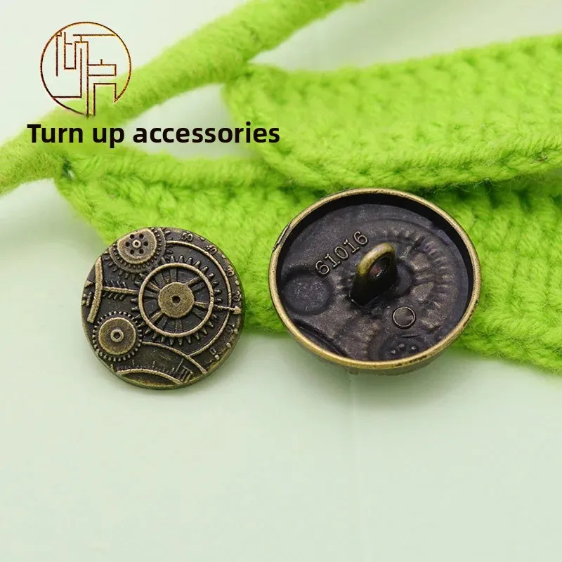 British Style Time Wheel Mechanical Gear Pattern Buttons Retro Men's Jacket Leather Shirt Sweater Versatile Suit Buttons thumbnail 3