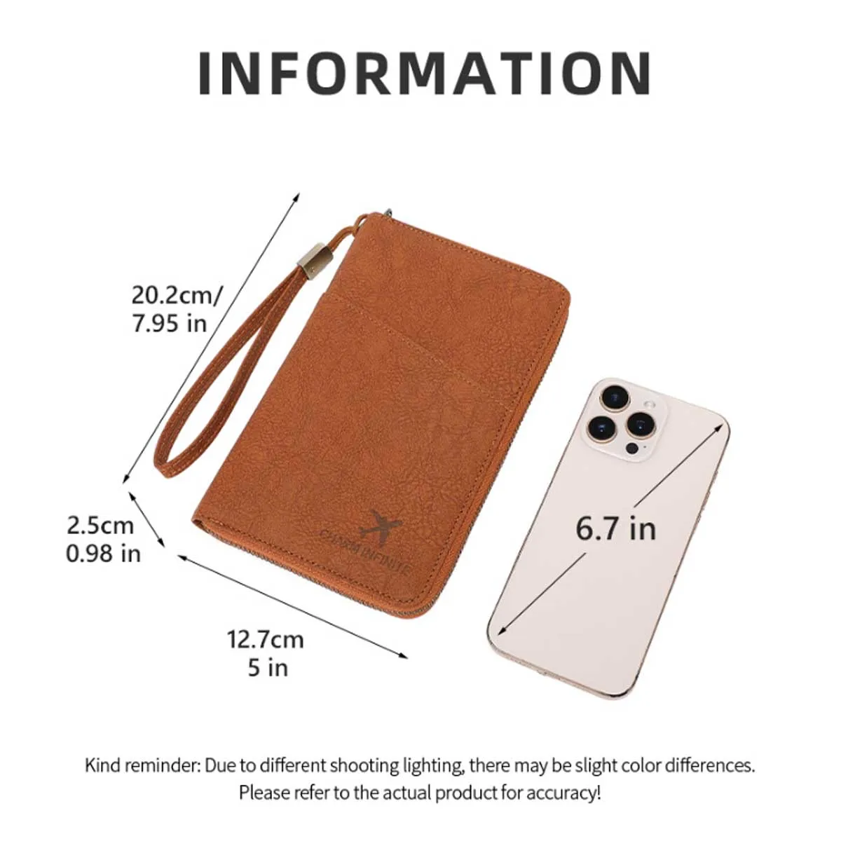 Multi-Functional RFID Blocking Passport Bag Travel Document Holder with Long Zipper Ticket Storage Wallet for Multiple Passports thumbnail 6