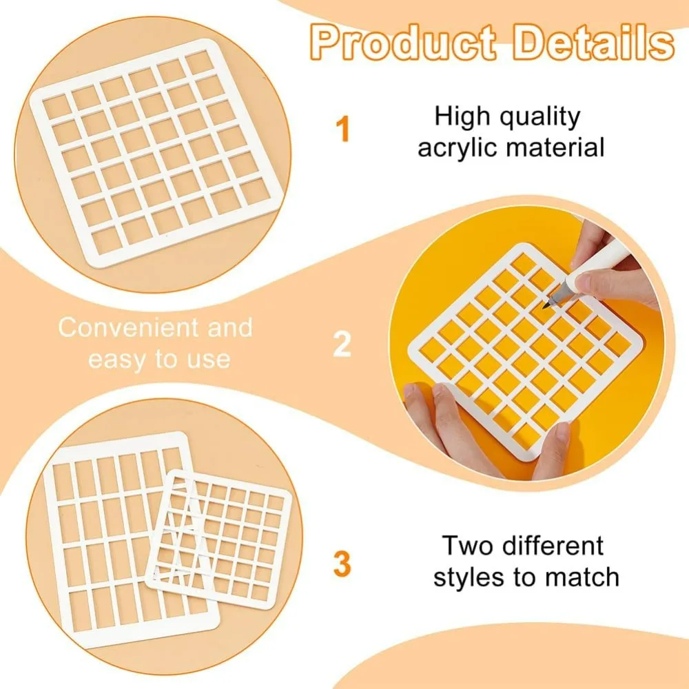 2pcs Rectangle Swatching Template Stencil Acrylic Drawing Stencils Paint Stencils for Fabric Walls Crafts Arts Paper Home thumbnail 4