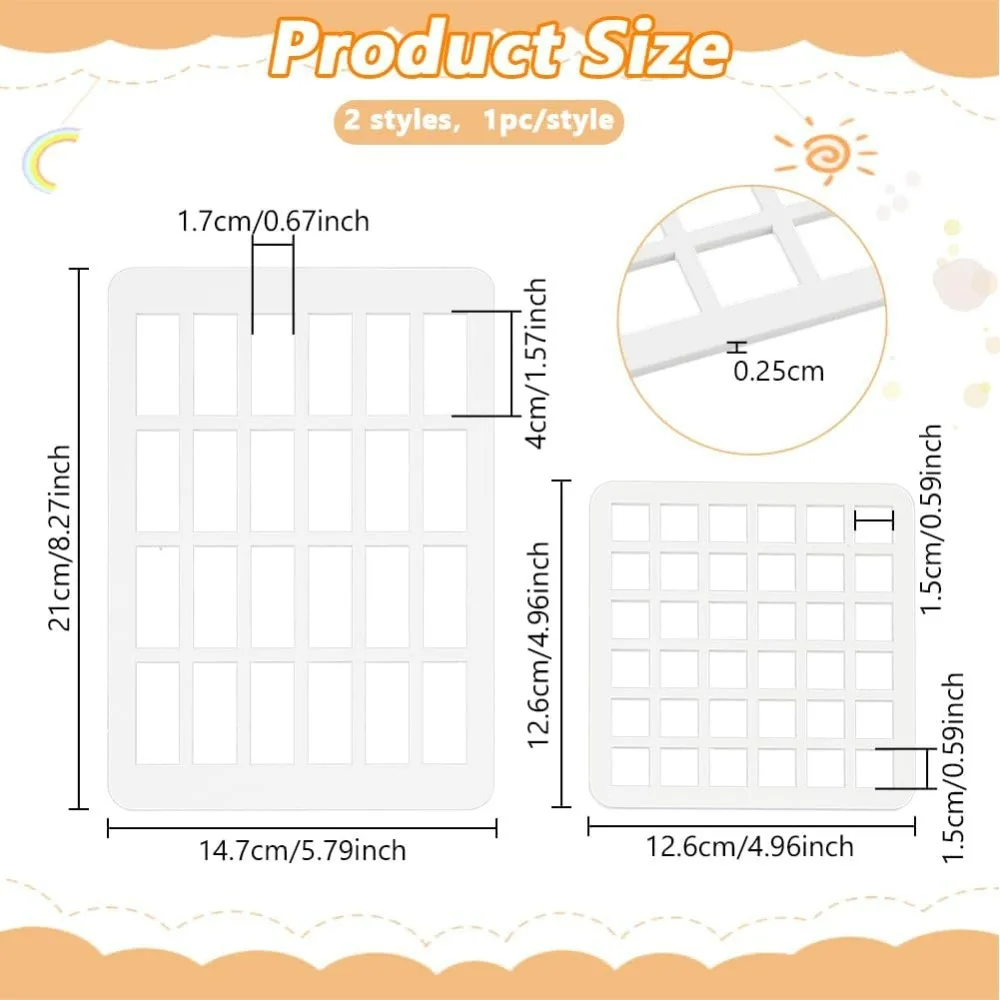 2pcs Rectangle Swatching Template Stencil Acrylic Drawing Stencils Paint Stencils for Fabric Walls Crafts Arts Paper Home thumbnail 2