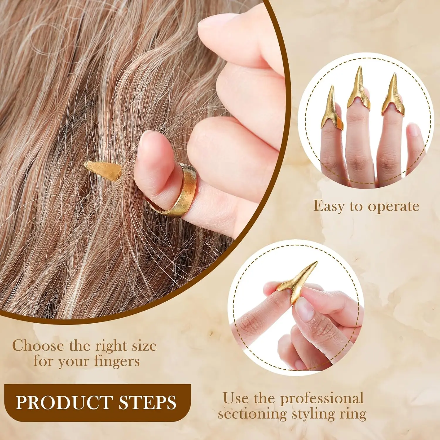  12 Pieces Metal Hair Sectioning Rings Retro Hair Extensions Tools for Women, Halloween Cosplay, Salon Use&Wig Tool thumbnail 2