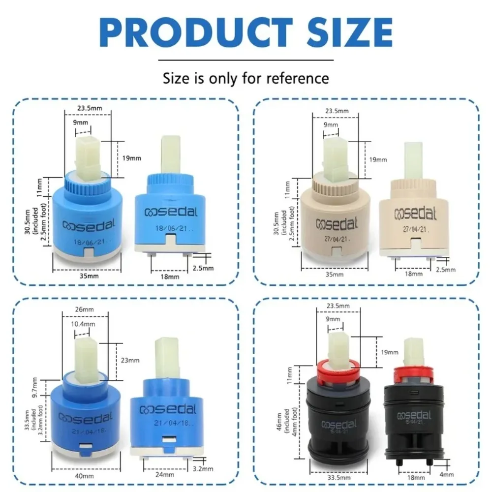 35mm/40mm Kitchen Basin Faucet Ceramic Valve Core Faucet Ceramic Spool Water Heater Water Mixing Valve Core Switch Repair Parts thumbnail 2