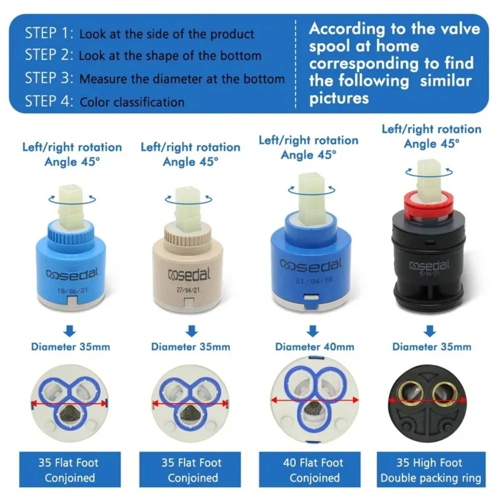 35mm/40mm Kitchen Basin Faucet Ceramic Valve Core Faucet Ceramic Spool Water Heater Water Mixing Valve Core Switch Repair Parts thumbnail 4