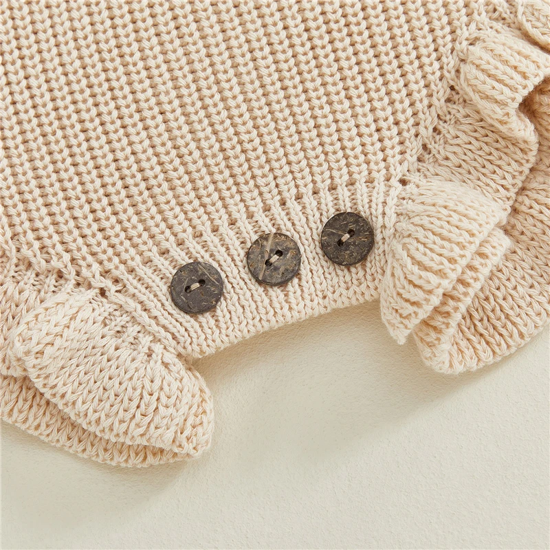 Baby Clothes Newborn Baby Rompers Cotton Knit Baby Girl Romper Long Sleeve Ruffle Trim Infant Baby Boys Jumpsuit Overalls thumbnail 6