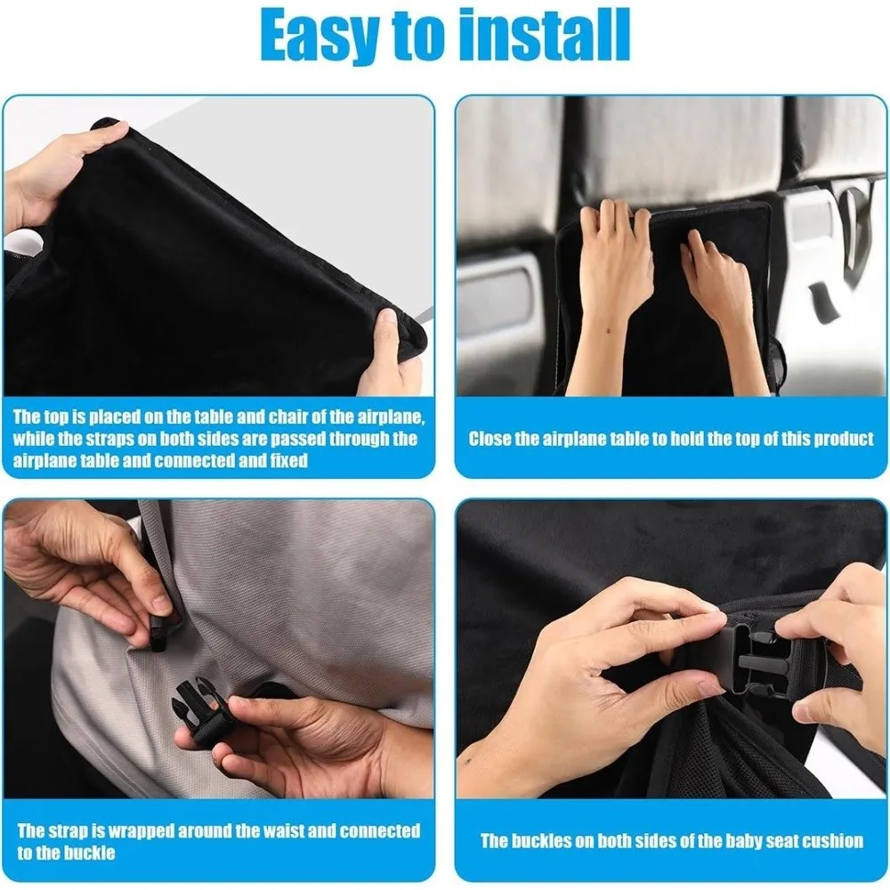 Breathable Kids Airplane Seat Extender with Side Pocket Foldable Toddler Airplane Bed Comfort Design Portable