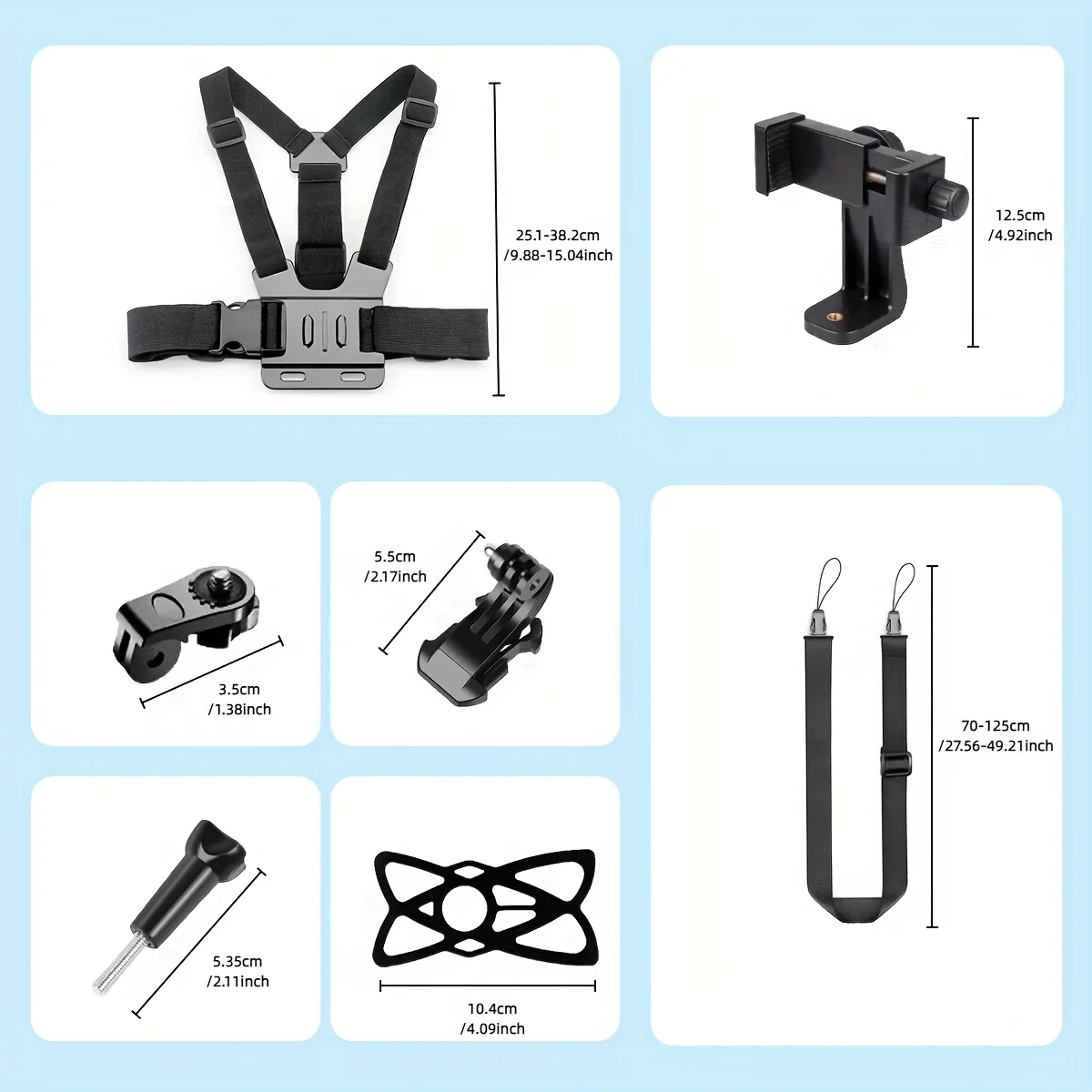 7-in-1 adjustable chest phone stand, suitable for all kinds of mobile phones and action cameras, to record a beautiful life thumbnail 2