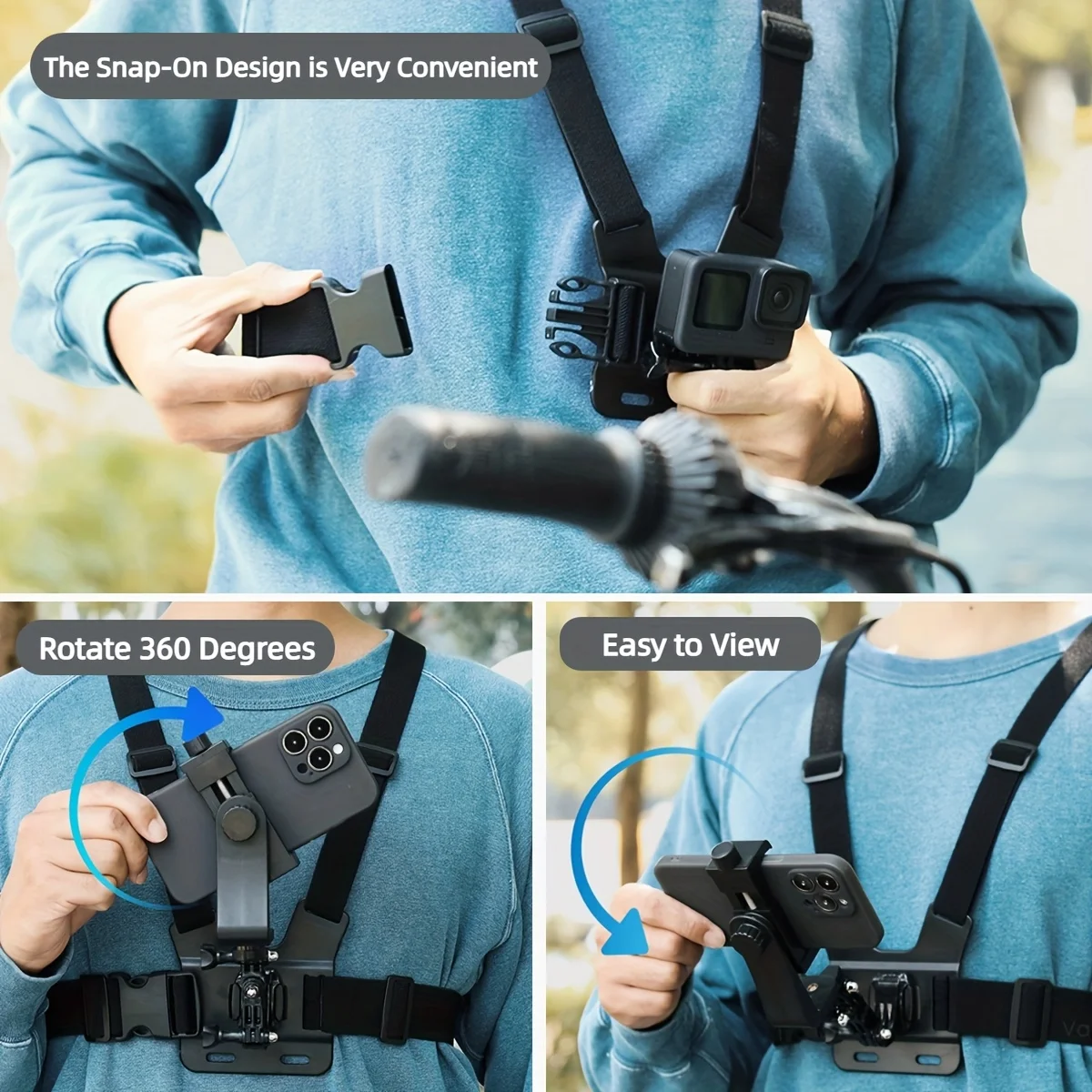 7-in-1 adjustable chest phone stand, suitable for all kinds of mobile phones and action cameras, to record a beautiful life thumbnail 6