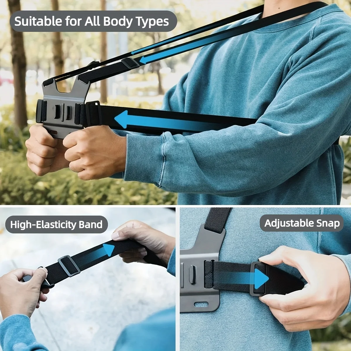 7-in-1 adjustable chest phone stand, suitable for all kinds of mobile phones and action cameras, to record a beautiful life thumbnail 3