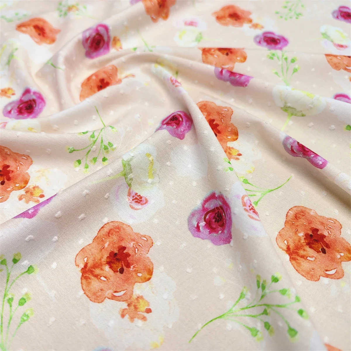 145x50cm Pastoral Floral Embroidery Fabric 40s Small Floral Clothing Summer Nightgown Handmade Girls  Decorative  Sewing Cloth thumbnail 5