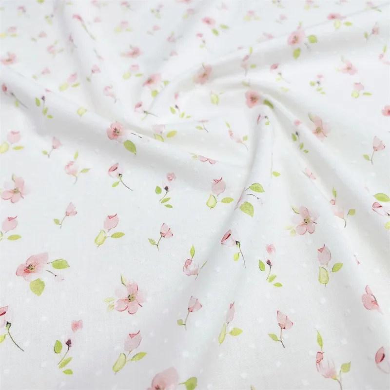 145x50cm Pastoral Floral Embroidery Fabric 40s Small Floral Clothing Summer Nightgown Handmade Girls  Decorative  Sewing Cloth thumbnail 6