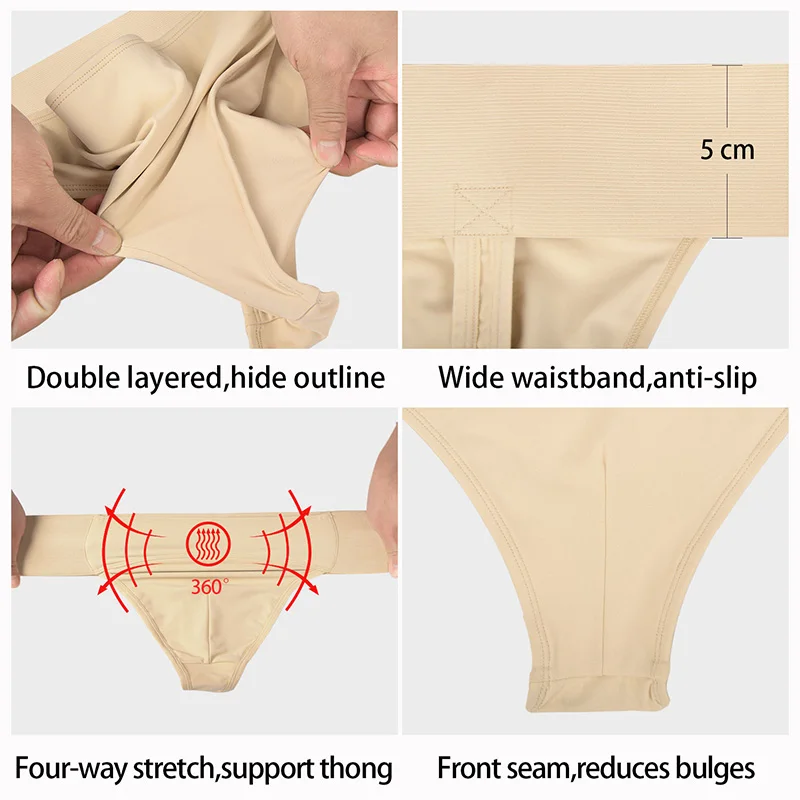Men's Reinforced Front-Lined Thong Dance Belt for men Team Basic Ballet Gymnastics with Wide Elastic Waistband and Lining Briefs thumbnail 5
