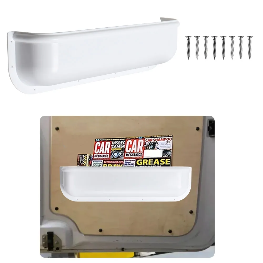 1/2PCS Camper Van Caravan White Storage Pocket Shelf Racking Universal Fit for RV Tools Barn Door with Fitting Screws UK thumbnail 5