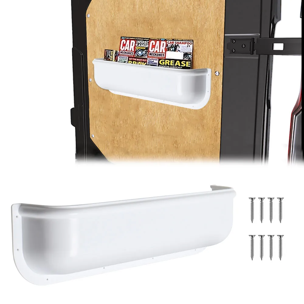1/2PCS Camper Van Caravan White Storage Pocket Shelf Racking Universal Fit for RV Tools Barn Door with Fitting Screws UK thumbnail 4