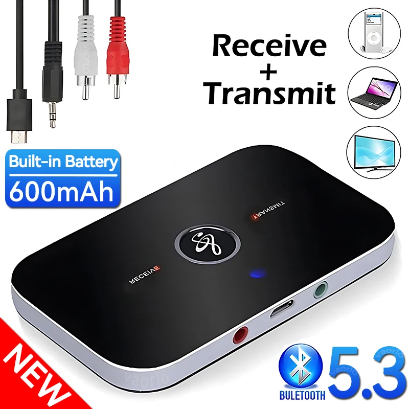 New Upgrad Bluetooth 5.3 Audio Transmitter Receiver RCA 3.5mm AUX Jack USB Dongle Music Wireless Adapter For Car PC TV Headphone thumbnail 2