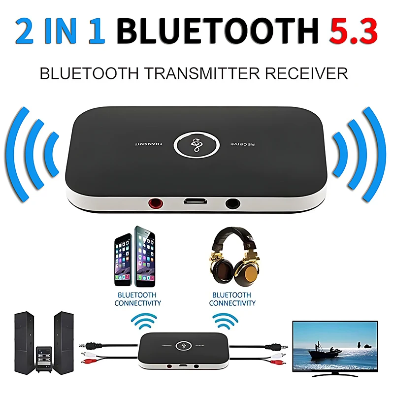 New Upgrad Bluetooth 5.3 Audio Transmitter Receiver RCA 3.5mm AUX Jack USB Dongle Music Wireless Adapter For Car PC TV Headphone thumbnail 3