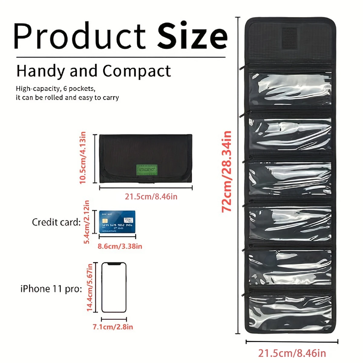 STACEYO | Black Oxford cloth folding travel wallet 1PC | Cash checks and passports should be stored in separate compartments thumbnail 2