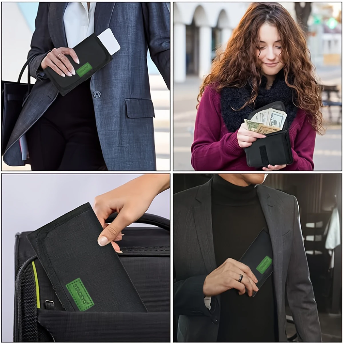 STACEYO | Black Oxford cloth folding travel wallet 1PC | Cash checks and passports should be stored in separate compartments thumbnail 5