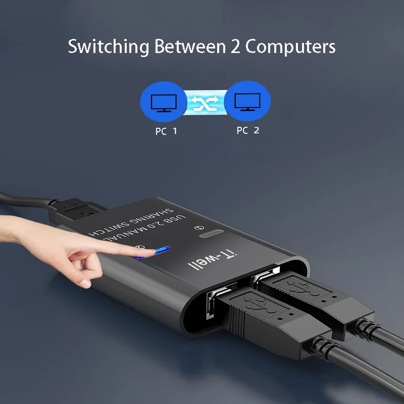 USB Printer Switch HUB 2 Port Printing Switcher Box 2 Input 1 Output Cable Splitter for Two Computers Share Printer USB Adapter thumbnail 2