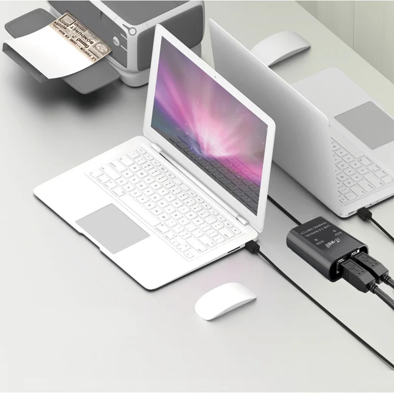USB Printer Switch HUB 2 Port Printing Switcher Box 2 Input 1 Output Cable Splitter for Two Computers Share Printer USB Adapter thumbnail 5