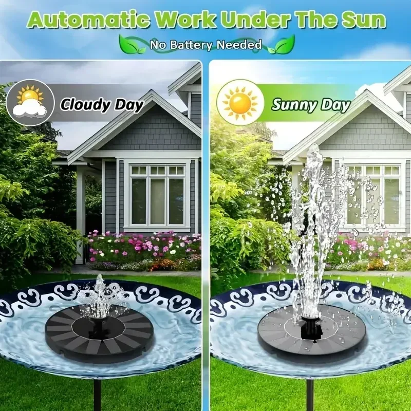 13cm, 16cm, 18cm Solar Fountain Pumps - Ideal for Outdoor Garden Pools, Bird Baths, Small Ponds. 8-Nozzle Floating Model thumbnail 2