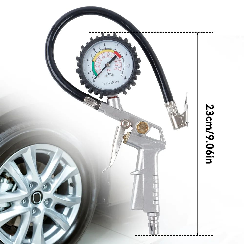 220PSI Car Tire Pressure Gun, Aluminum Alloy Gun Body, Tire Air Pressure Monitoring Gauge, Car Repair Tools, For Air Compressor thumbnail 2