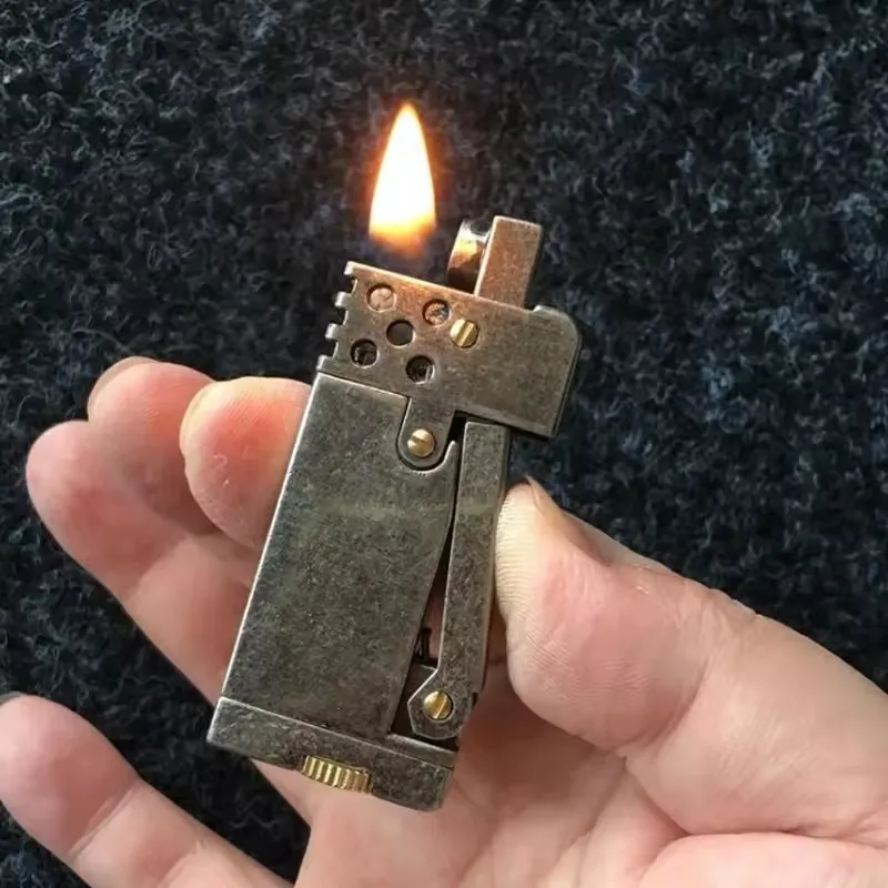 Retro style personalized side-push ignition metal lighter, oil lamp, windproof outdoor ignition tool, festive gift
