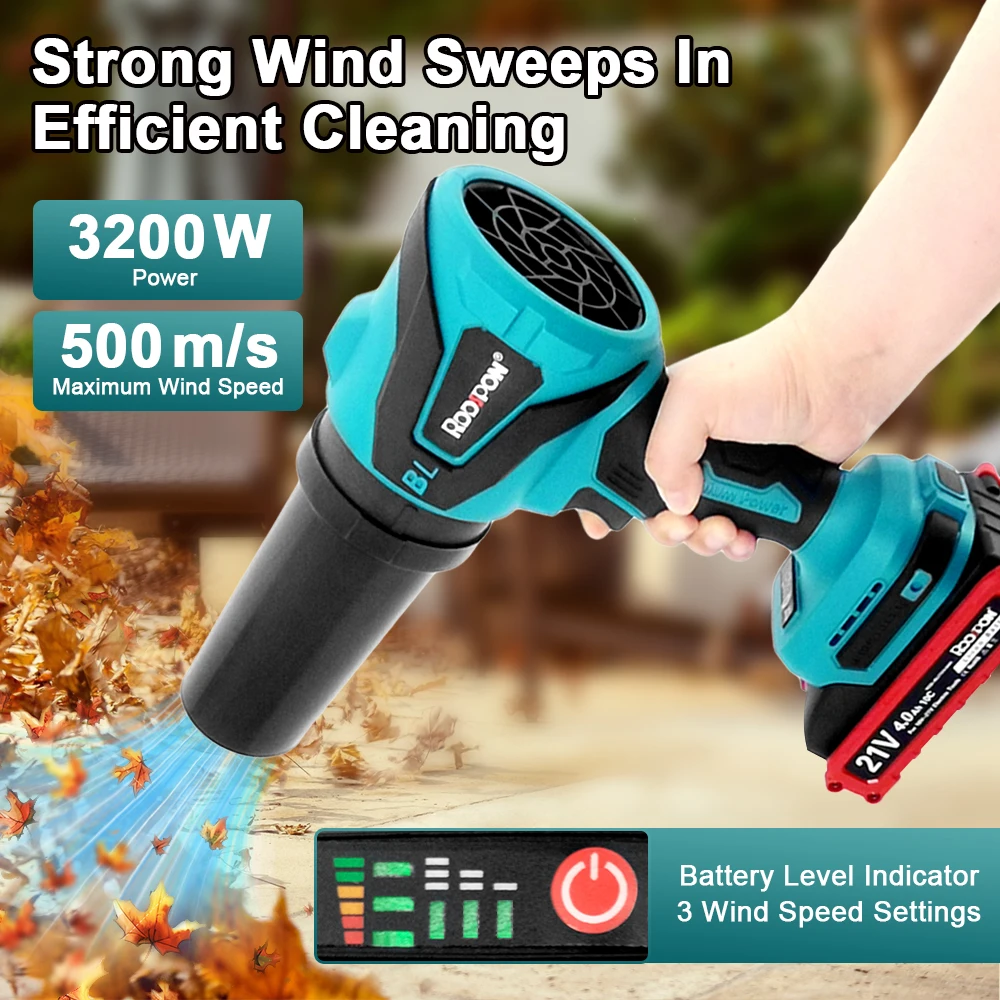 2 In 1 3200W Powerful Air Blower 350000RPM Electric Turbo Jet Blower 3 Gears Vacuum Cleaner For Makita Battery Tools thumbnail 2