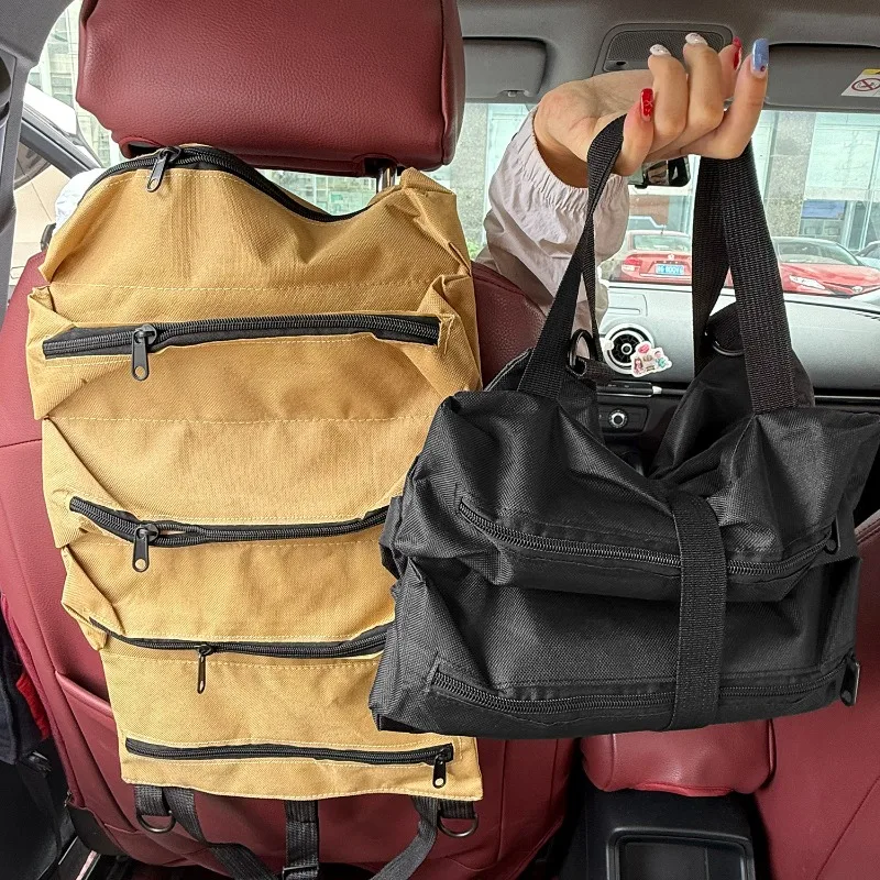 Portable Oxford Cloth Storage Bag Toolkit Car Automotive Motorcycle Canvas Wrench Tool Organizer Bucket Hanging Zipper Camping thumbnail 6