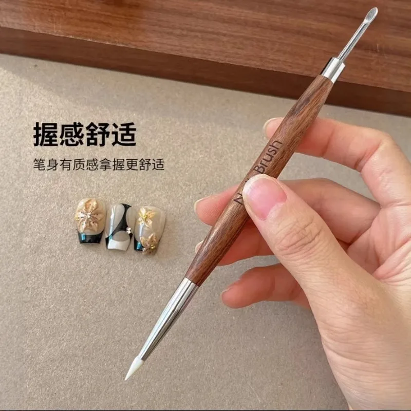 1PCS Double Headed Nail Art Brush Wood Silicone Pen Embossing Painting Mixing Pen DIY Manicure Tool Multifunctional thumbnail 2