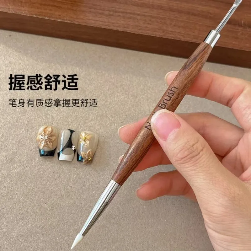 1PCS Double Headed Nail Art Brush Wood Silicone Pen Embossing Painting Mixing Pen DIY Manicure Tool Multifunctional thumbnail 5