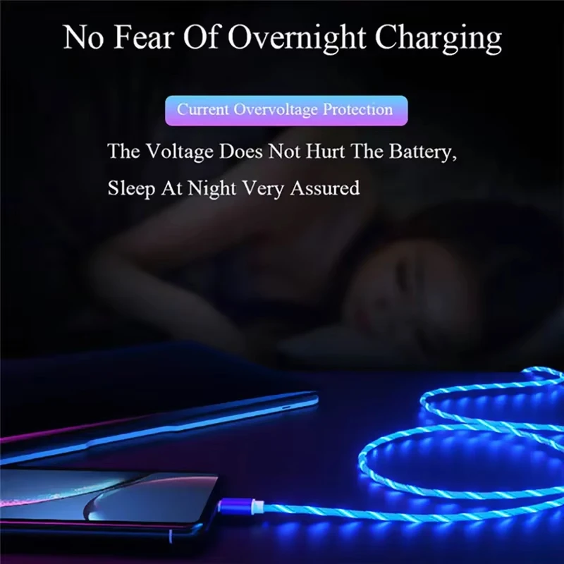 1m 2m Luminous LED Light USB A to Type C Fast Charging Cable for Iphone 15 16 Pro Max Xiaomi Samsung OPPO Huawei thumbnail 5