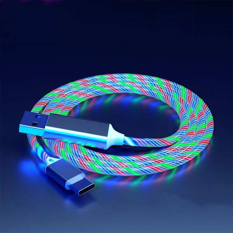1m 2m Luminous LED Light USB A to Type C Fast Charging Cable for Iphone 15 16 Pro Max Xiaomi Samsung OPPO Huawei thumbnail 2