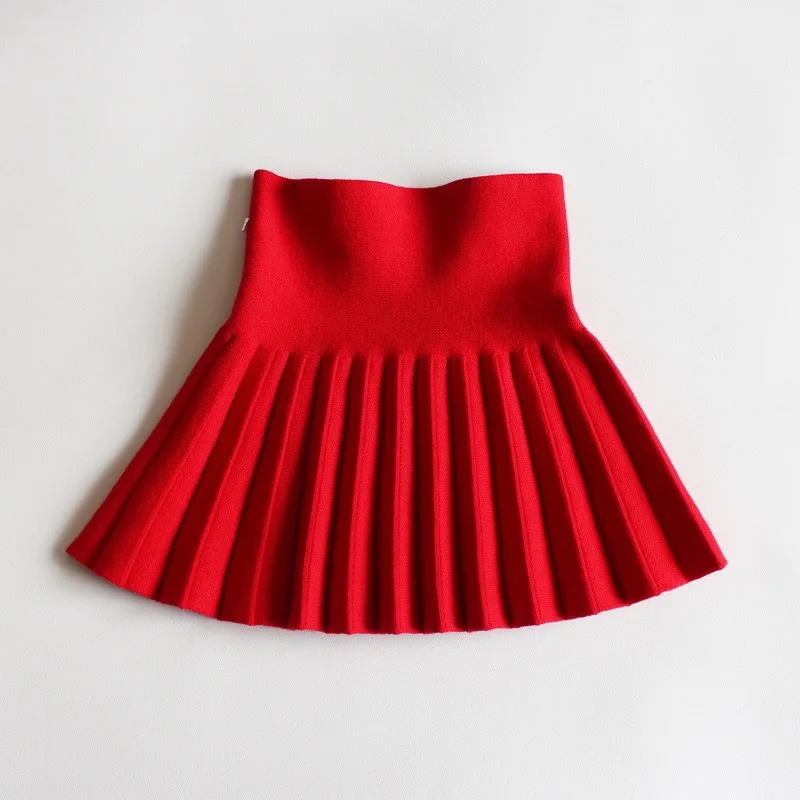 1pcs Girls Knit Skirts Baby Autumn Winter Princess pleated Skirts Childrens Student High Waist Mini Tutu Skirts Kids Solid Dress thumbnail 6