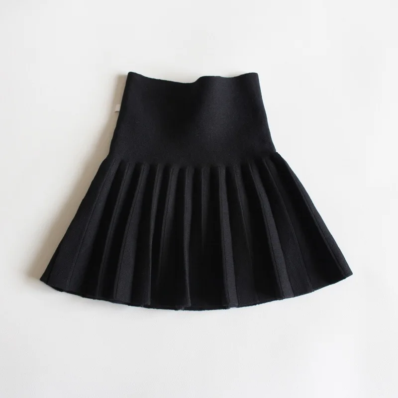 1pcs Girls Knit Skirts Baby Autumn Winter Princess pleated Skirts Childrens Student High Waist Mini Tutu Skirts Kids Solid Dress thumbnail 5