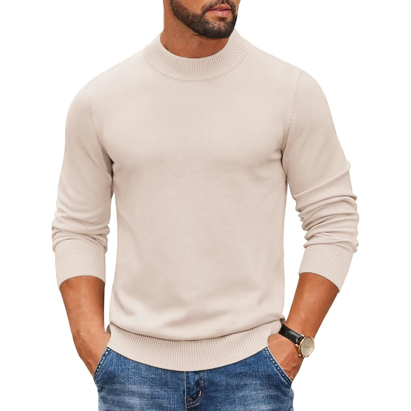 Men's Mock Turtleneck Ribbed Knit Pullover Sweater Casual Heavyweight Slim Fit Dress Sweater Warm Jumper Thermal Streetwear thumbnail 4