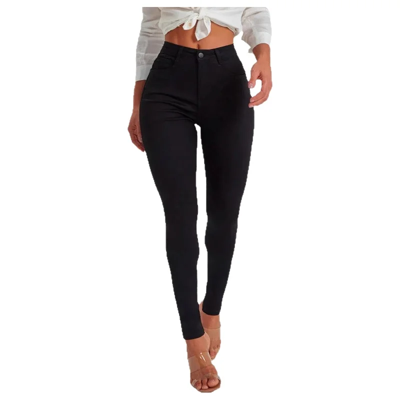 Women's Slim Fit Fleece Lined Denim Jeans mid Waist Stretchy Black Slim Pants Comfortable Casual Straight Leg Trousers thumbnail 6