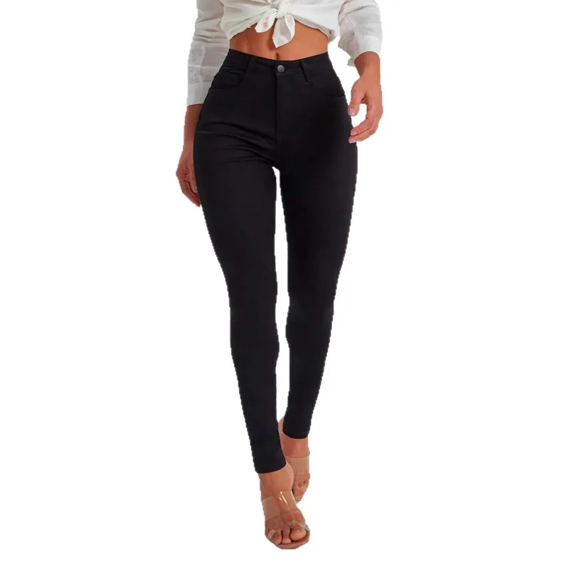Women's Slim Fit Fleece Lined Denim Jeans mid Waist Stretchy Black Slim Pants Comfortable Casual Straight Leg Trousers thumbnail 5