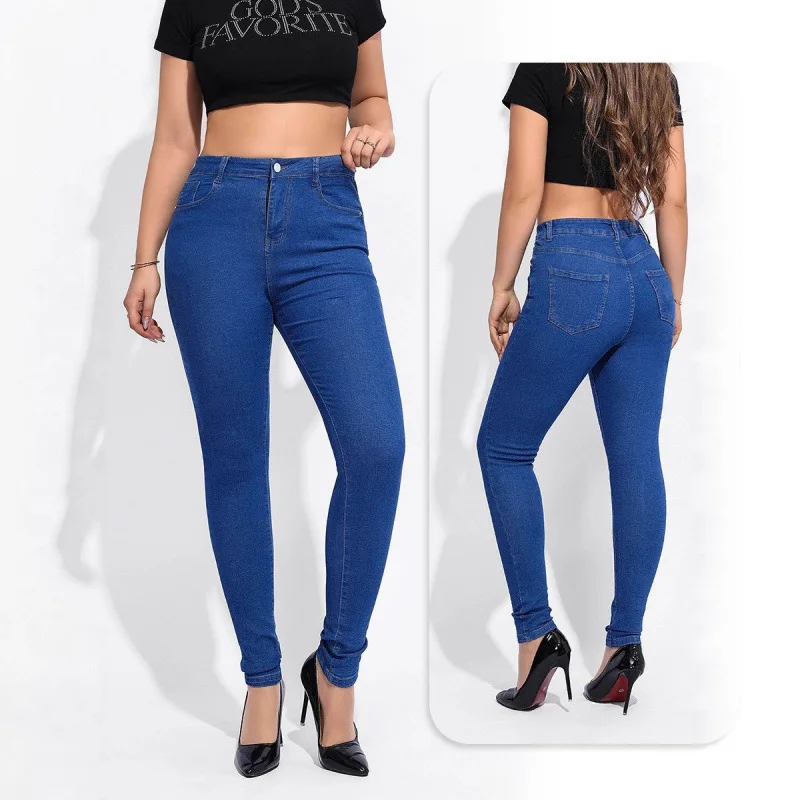 Women's Slim Fit Fleece Lined Denim Jeans mid Waist Stretchy Black Slim Pants Comfortable Casual Straight Leg Trousers thumbnail 4