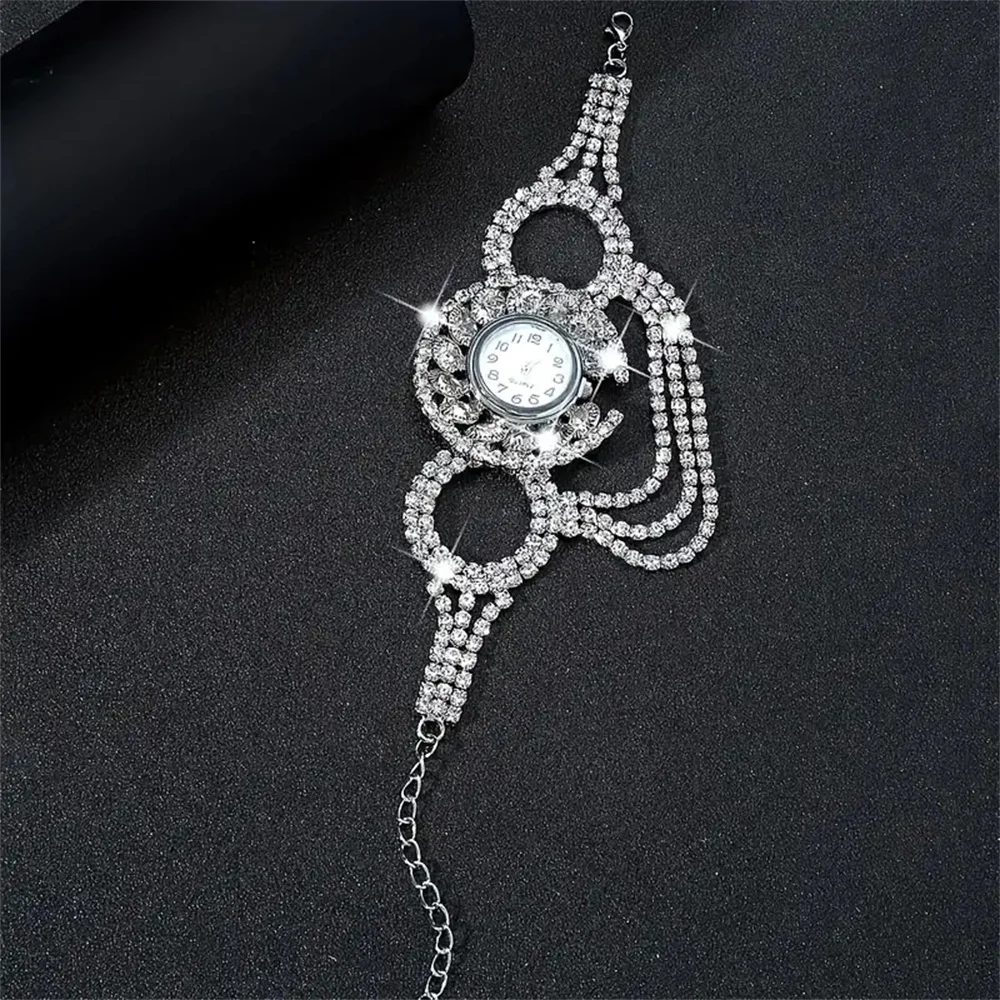A stylish zinc alloy strap with charming round quartz women's watch with amphibole decoration without chronograph function, an e thumbnail 5