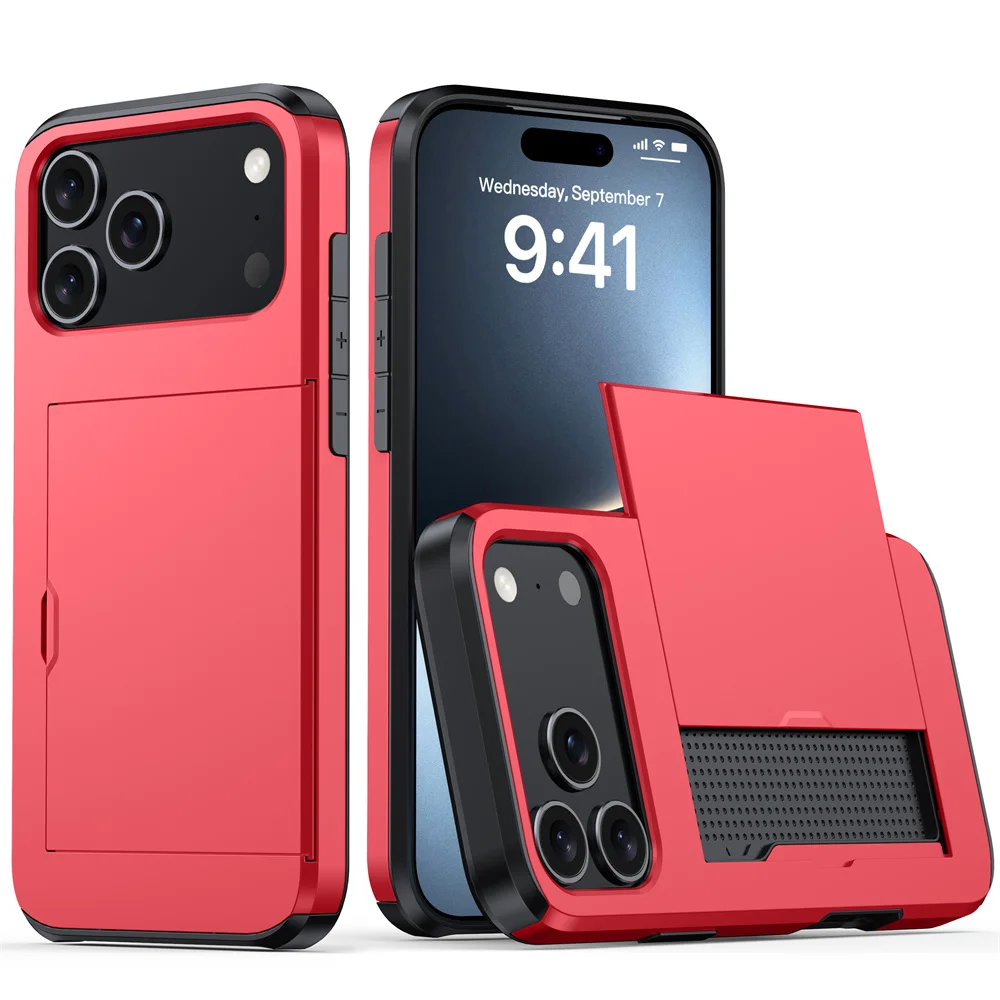 Case for IPhone 17 Air 16 15 14 Plus 13 12 11 Pro Max 16e 13Mini 12Mini With Wallet Card Holder Shockproof Protective Cover