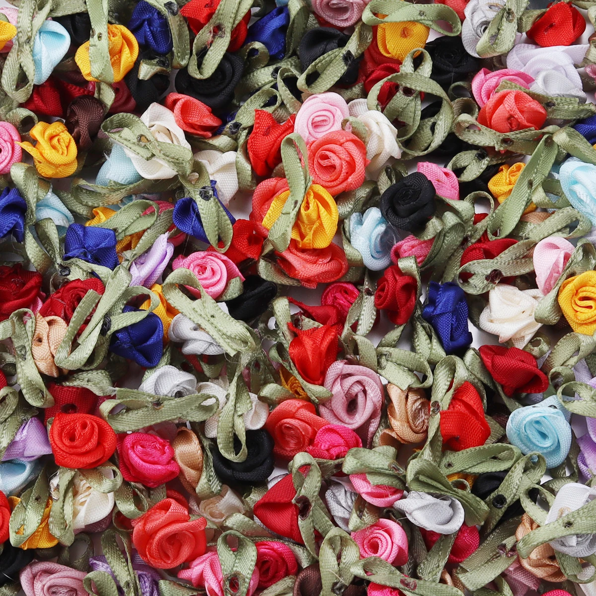 50pcs 1.5x2.5cm Mini Rose Flower Polyester Satin Ribbon Rosettes Fabric Appliques For Wedding Party Clothing Sewing Decoration thumbnail 5