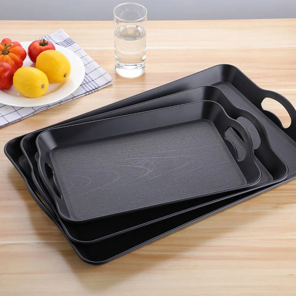 1pc Serving Trays with Handles Trays for Eating Multi Purpose Plastic Tray Rectangular Anti Skid Decorative Food Tray for Restau thumbnail 2