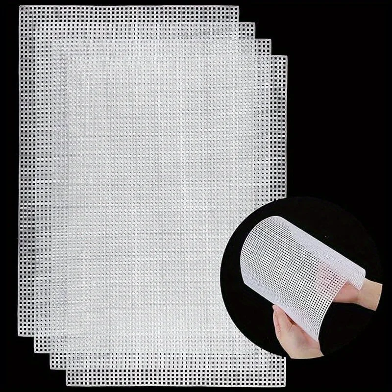 4PCS Sewing Plastic Canvas Sheets White Mesh Sheets for DIY Embroidered Woven Crafts 30*20cm