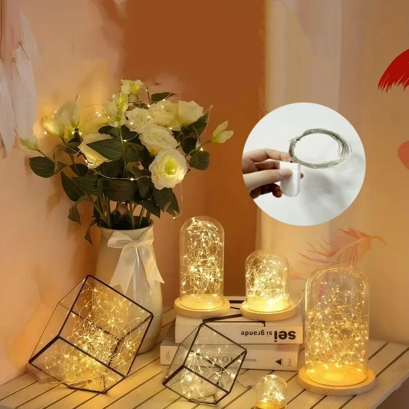 Led Copper Wire Fairy Lights String Button Battery Light DIY Waterproof Garland Christmas Wedding Decoration String Lights thumbnail 2