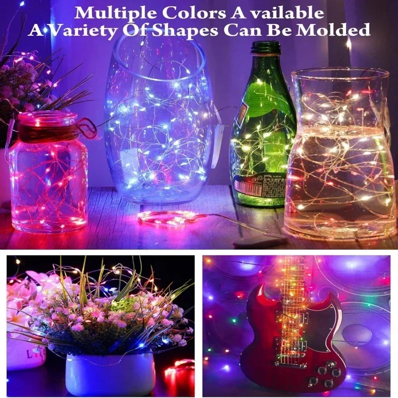Led Copper Wire Fairy Lights String Button Battery Light DIY Waterproof Garland Christmas Wedding Decoration String Lights thumbnail 4